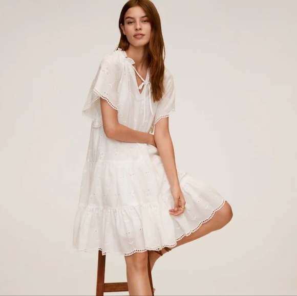 🔥Last 1🔥MANGO Embroidered cotton flare dress - Picture 5 of 8